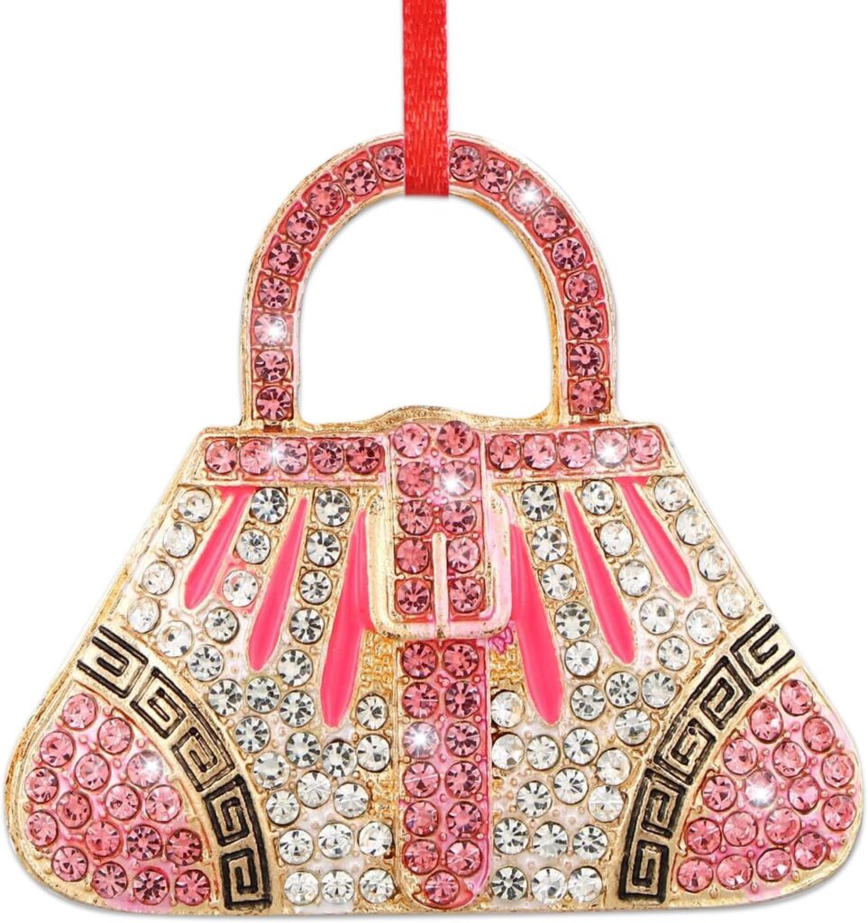 Handbag Christmas Ornament for Women & Girls – Metal Sparkly Rhinestones Purse Ornaments for Christmas Tree Decorations – Fashion Shopping Bag Ornament Christmas Keepsake Gifts